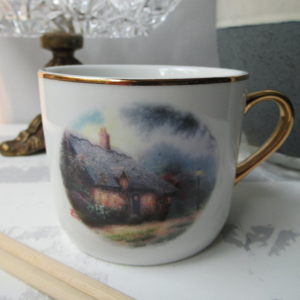 Porcelain Mug Moonlight Cottage by Thomas Kinkade for Teleflora Gift